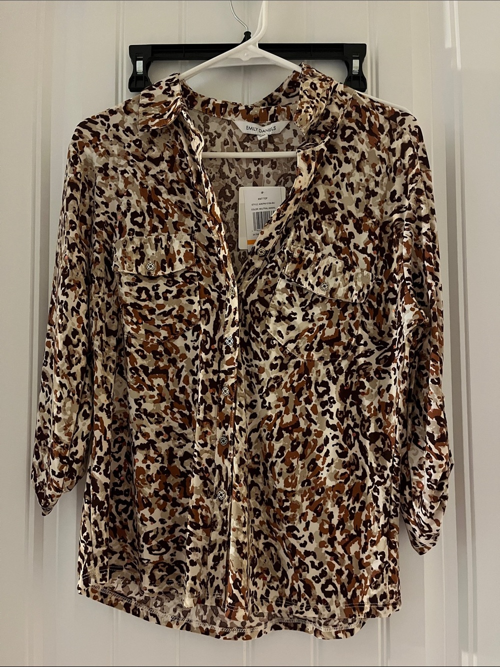 Stylish Emily Daniels Brown Leopard Print Button-Down Shirt